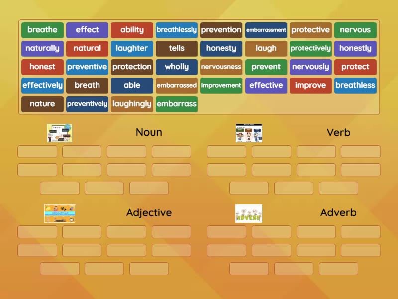 Noun, Verb, Adjective; Adverb Sort - Group sort