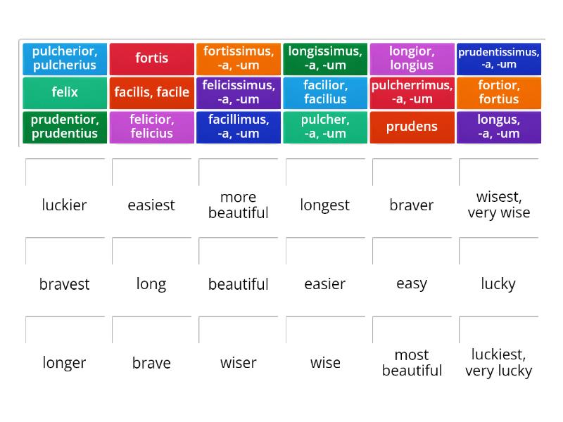 Degrees of Adjectives Matching - Une las parejas