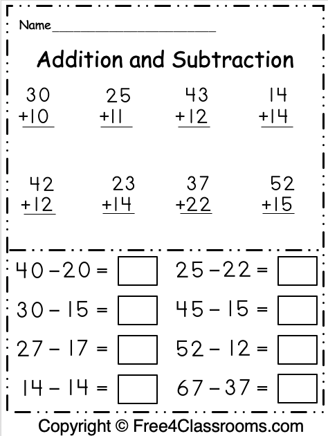 Practice Addition & Subtraction - 1st Grade Math Worksheet - Worksheets ...