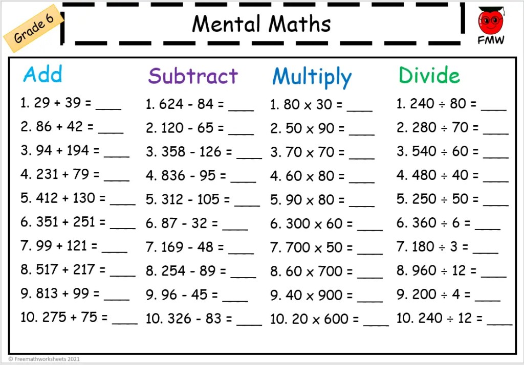 6th Grade Common Core Math Worksheets - Worksheets Library