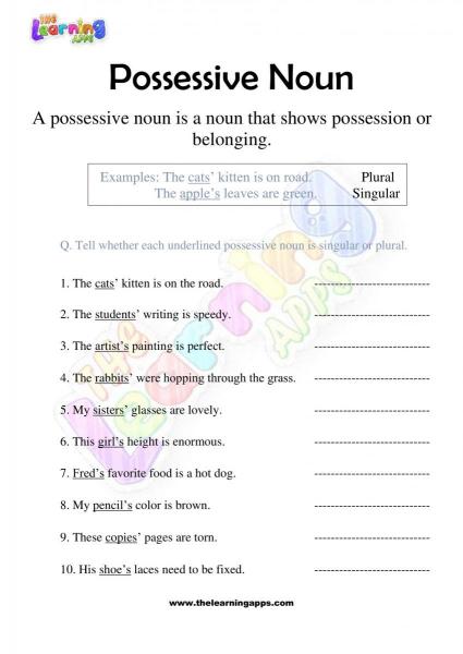 Possessive Noun Worksheets: Printable Exercises With Answers ...