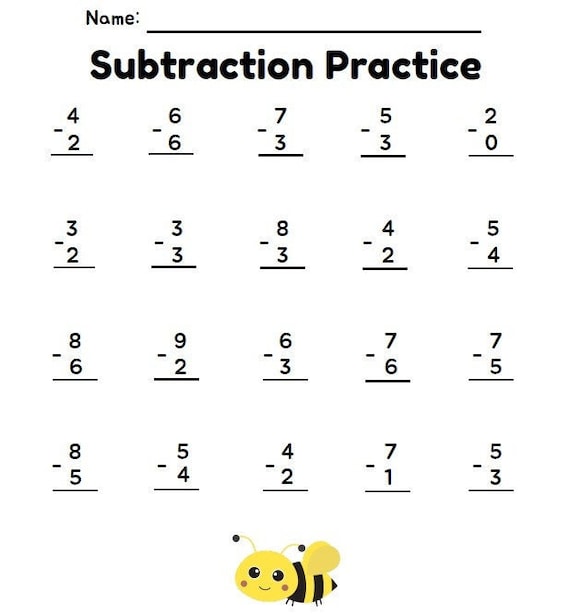 Horizontally Arranged Two-Digit Minus One-Digit Subtraction(25 ...