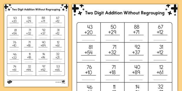 Addition – 2 Digit / FREE Printable Worksheets – Worksheetfun ...