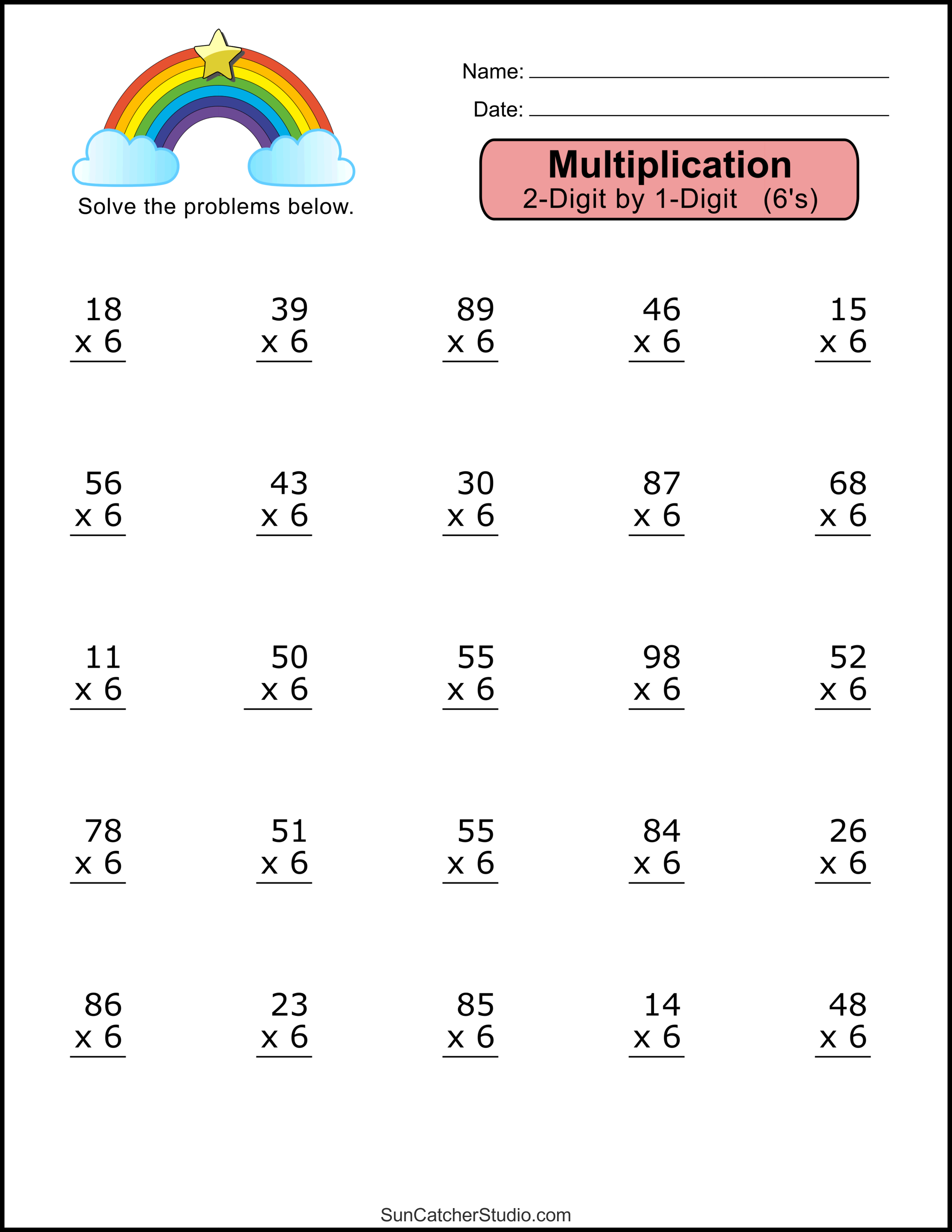 Multiplication Worksheets: (2-Digit by 1-Digit Math Drills) – DIY ...