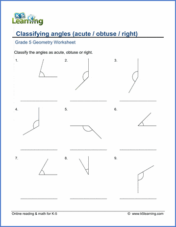 Grade 5 Geometry Worksheets: Classify acute, obtuse and right ...