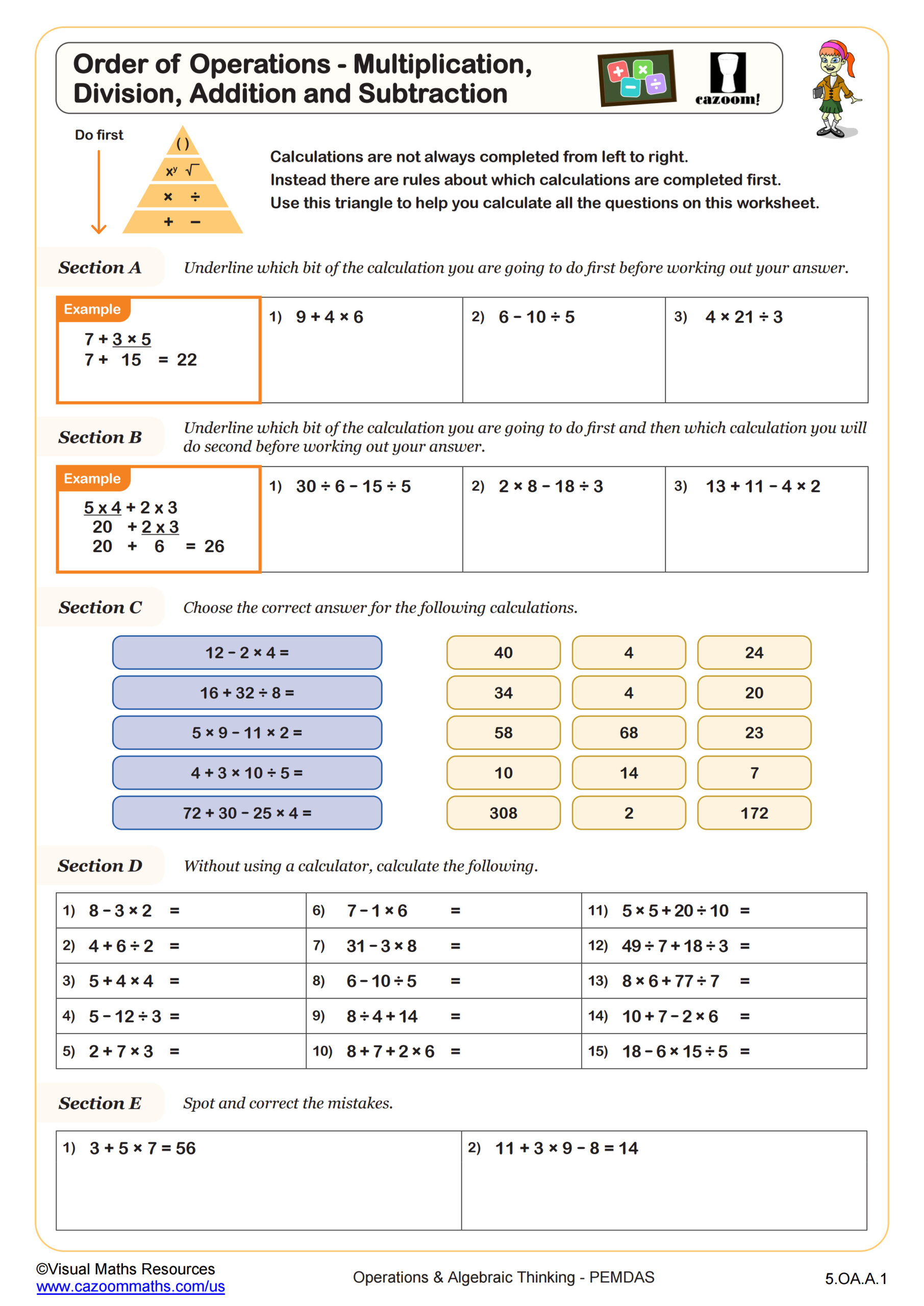 Free 5th grade math worksheet order of operations, Download Free 5th ...