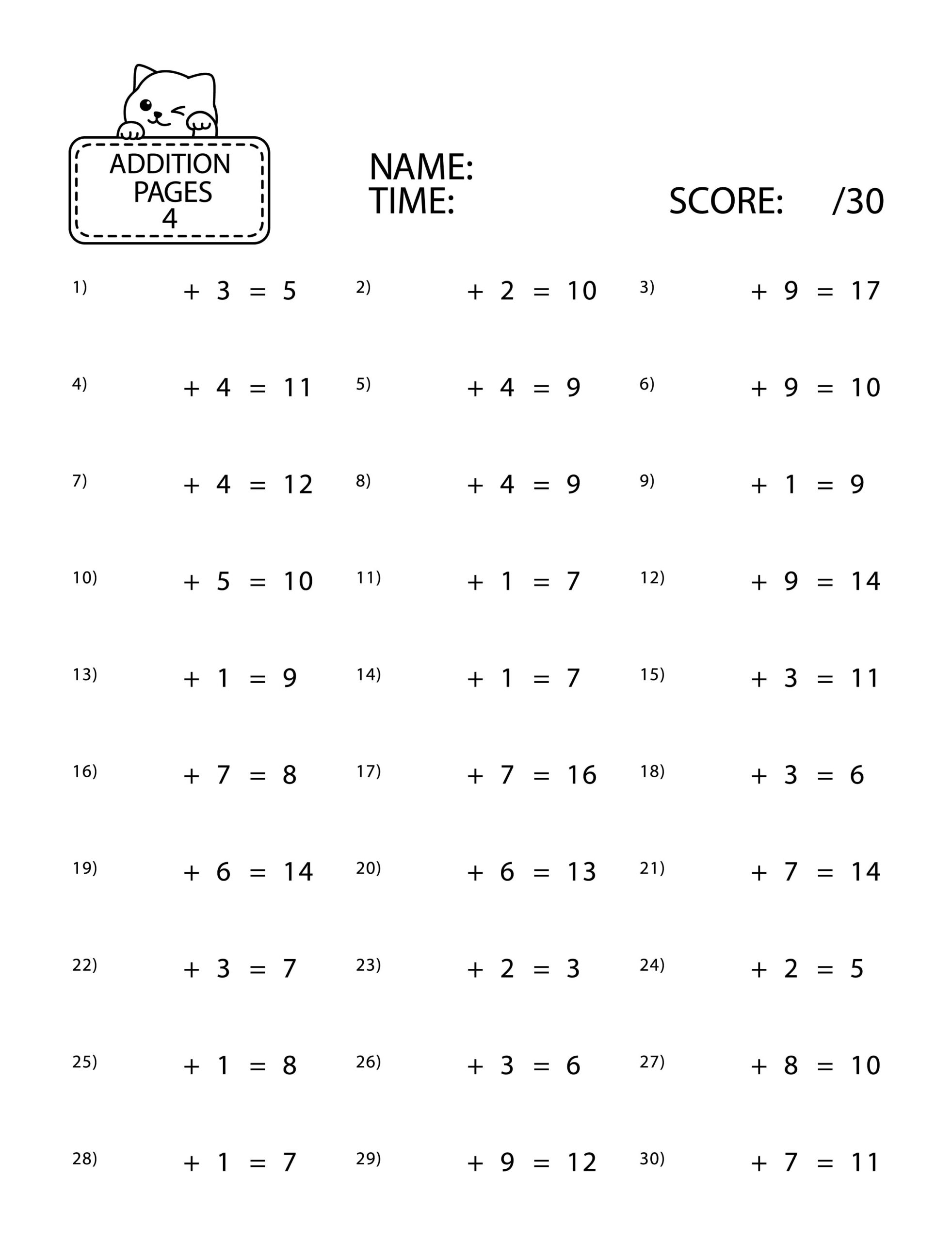 Addition subtraction math worksheet - Worksheets Library