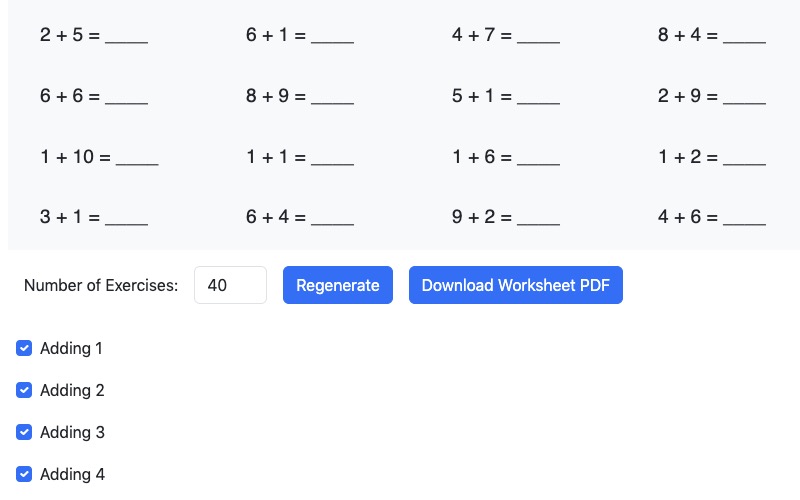 Addition Facts Worksheets Generator: Building Strong Math Skills ...