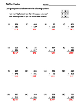 Addition Worksheet Generator: Instantly Create Addition Worksheets ...