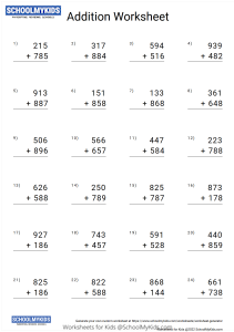 Addition Worksheet Generator - Math worksheet creator ... - Worksheets ...