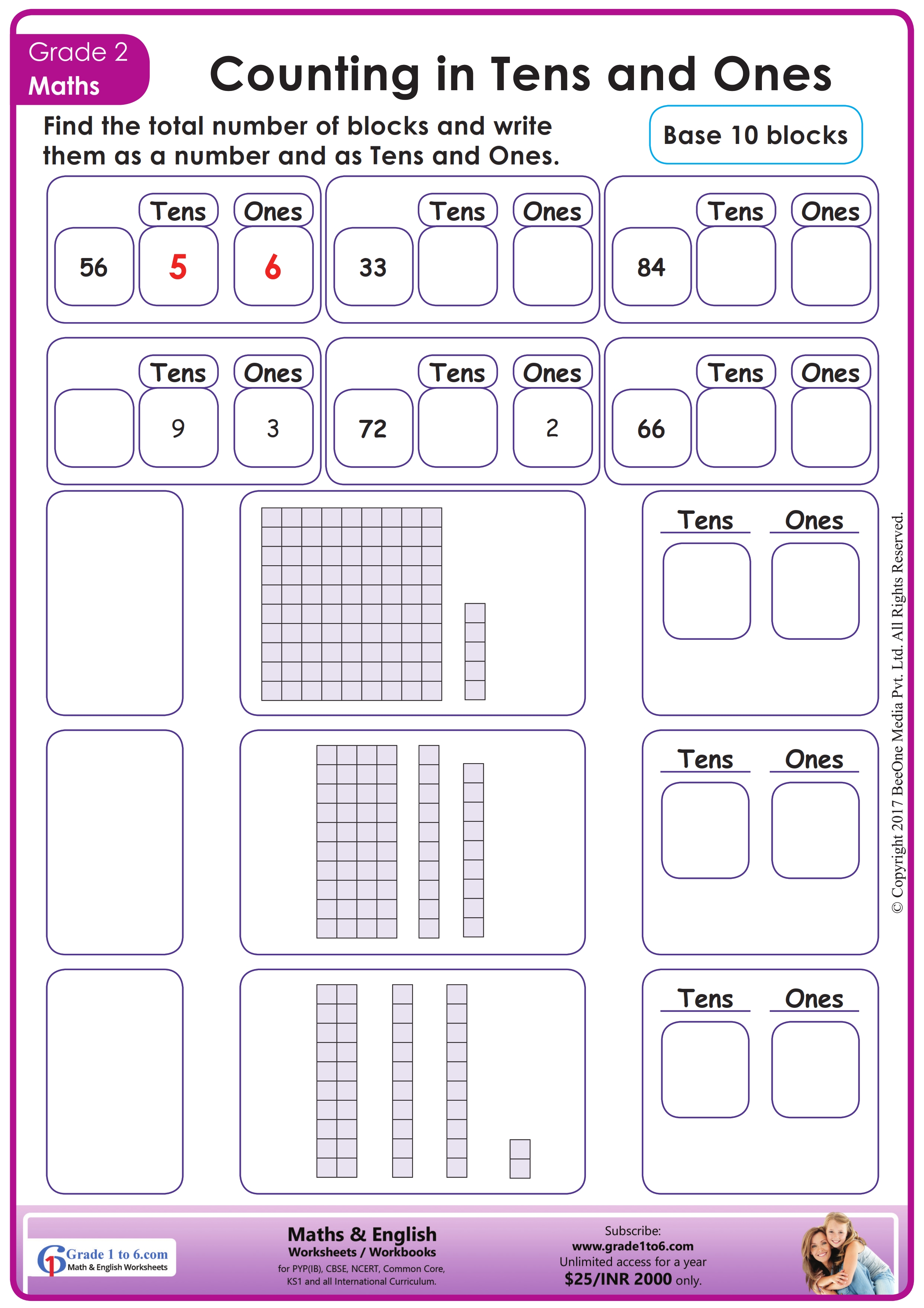 Tens and Ones Place Value Worksheet for Grade 2 - Worksheets Library