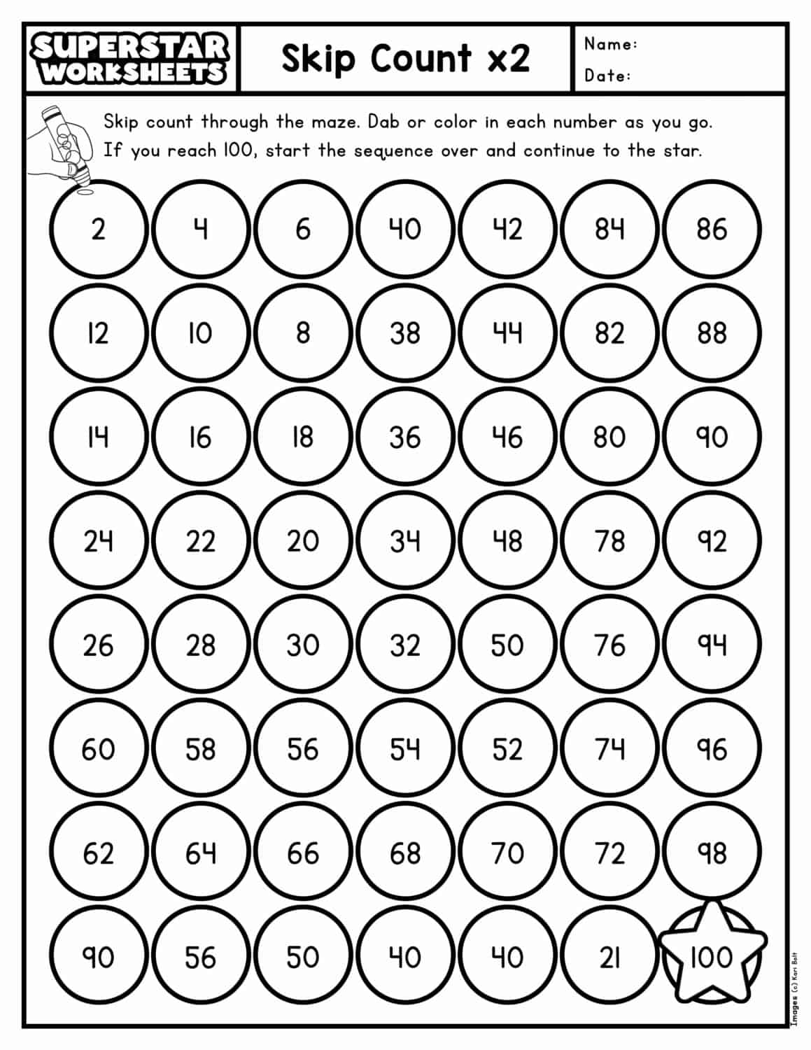 Skip Counting Worksheets - Superstar Worksheets - Worksheets Library