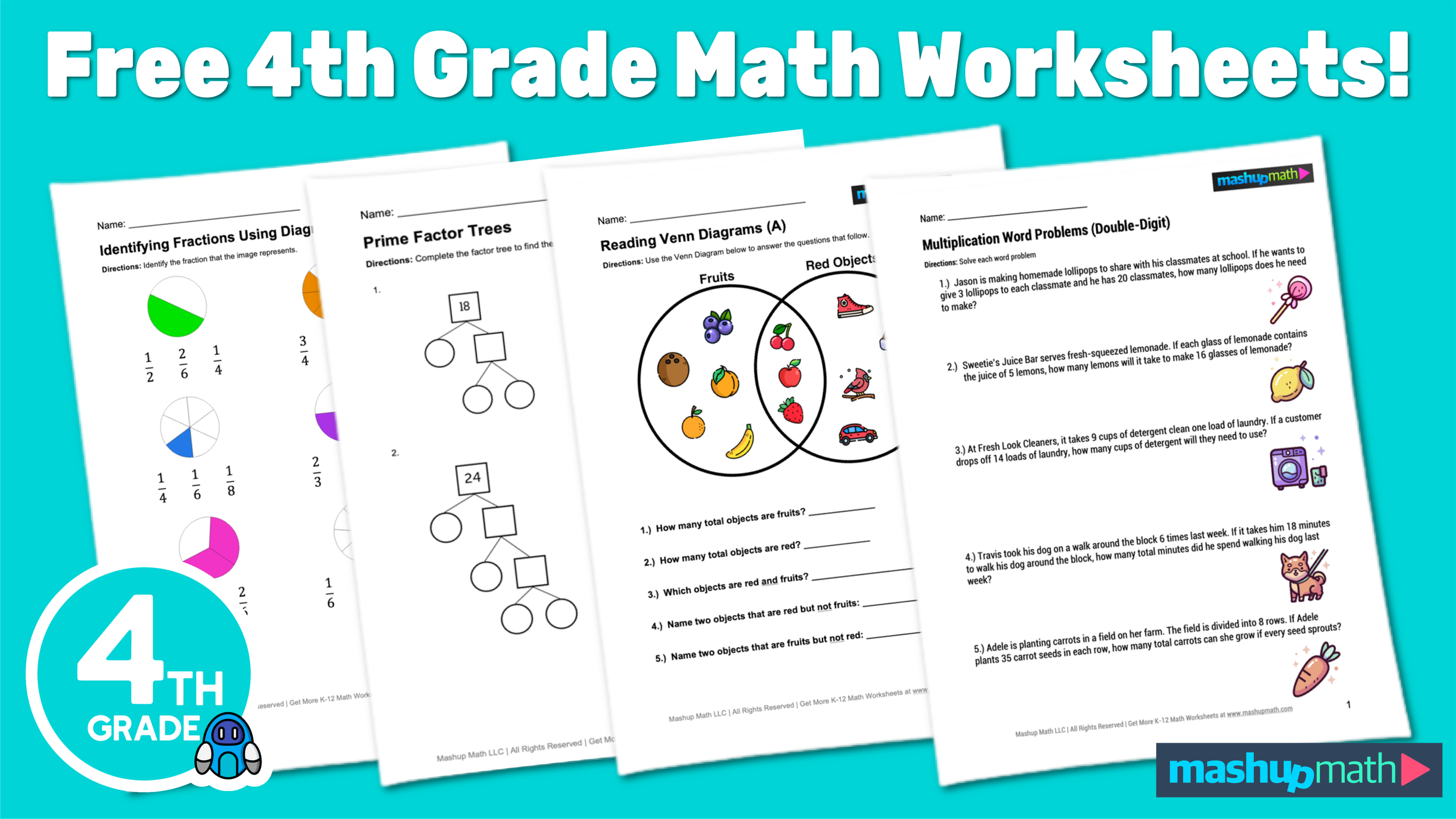 Math Worksheets for Kindergarten, 1st, 2nd, 3rd, 4th grade+ ...