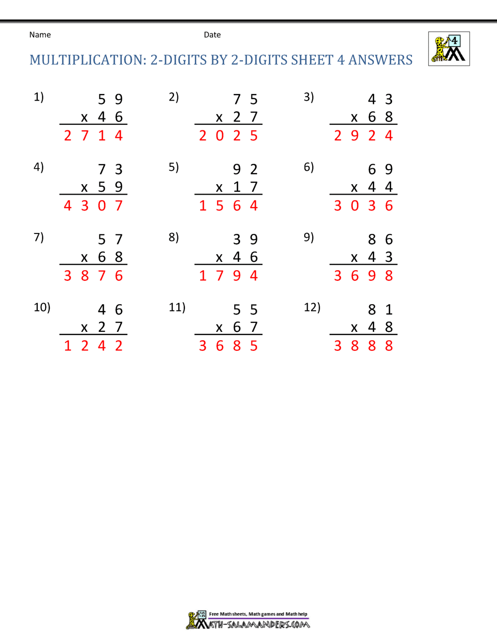 Double Digit Multiplication Worksheets 4th Grade - Worksheets Library