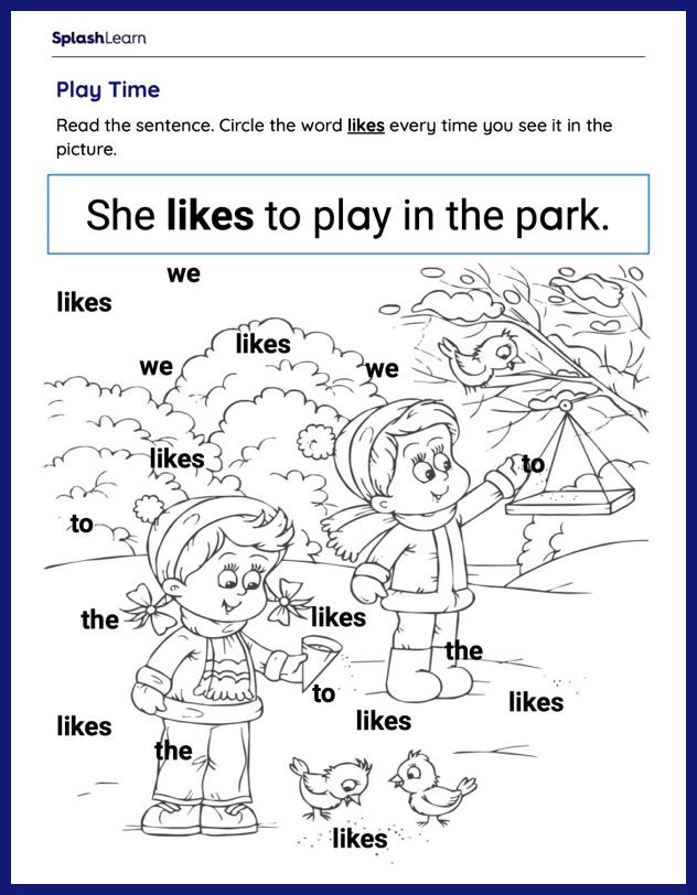 Sight Words Worksheets for Kindergarteners Online - SplashLearn ...