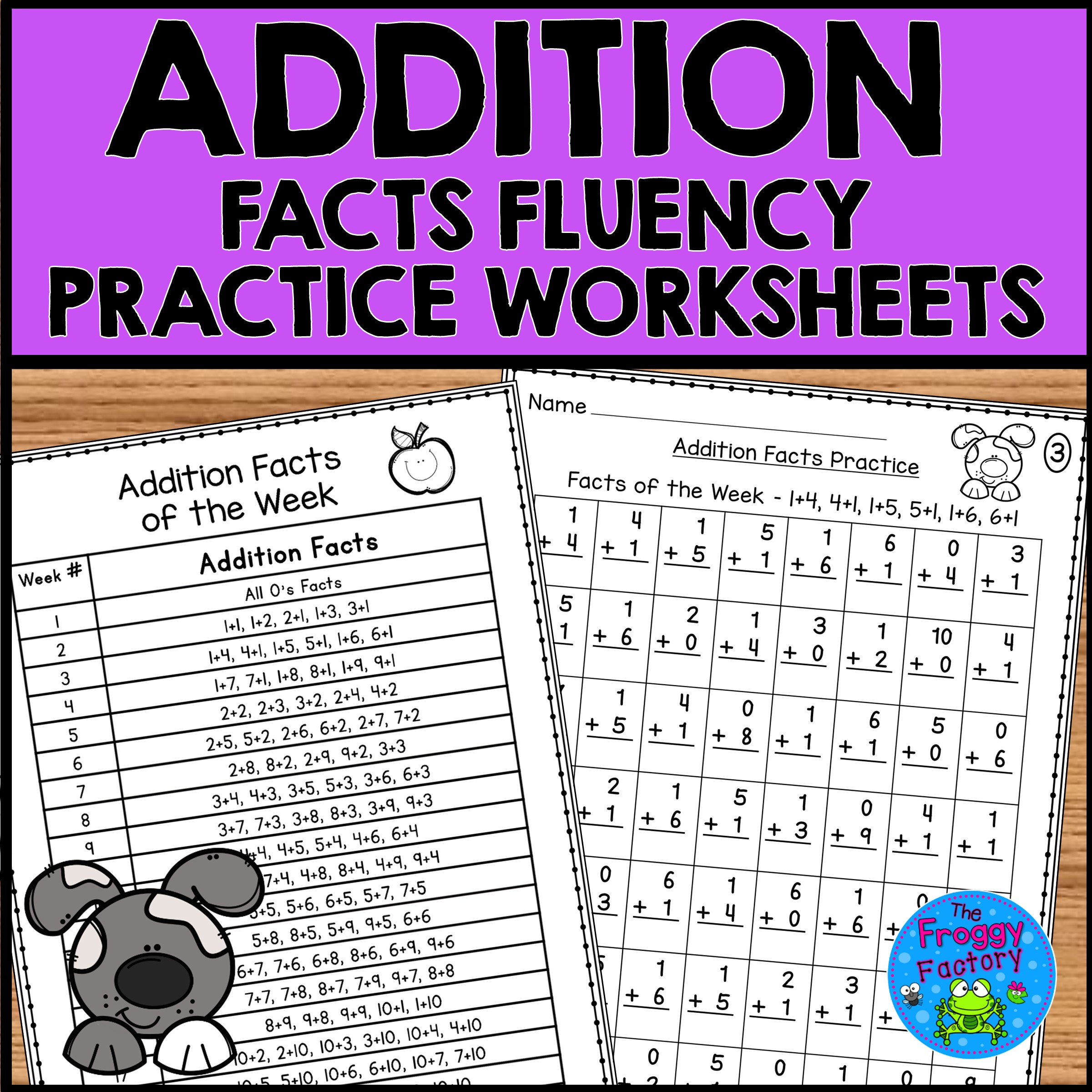 Addition Fluency Worksheets Week 1 | Fact fluency worksheets ...