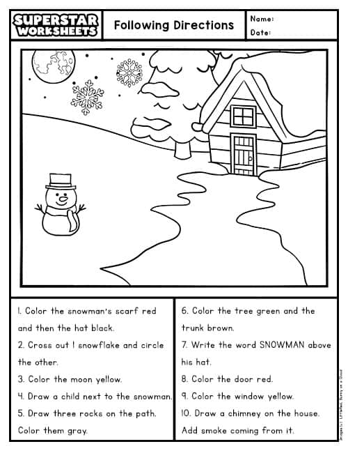 Following Directions Worksheets - Superstar Worksheets - Worksheets Library