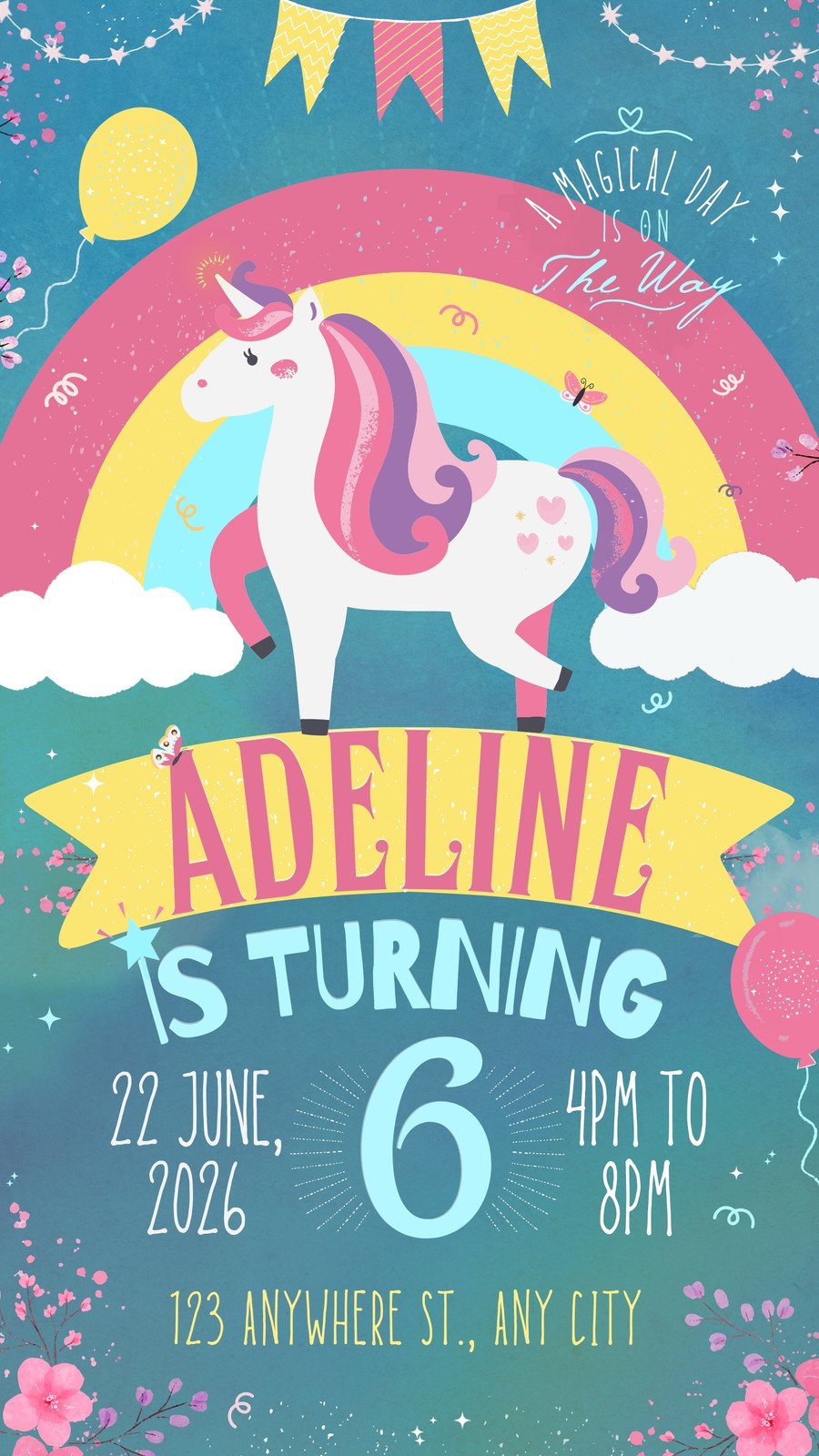 Free free printable rainbow unicorn birthday invitations, Download Free ...