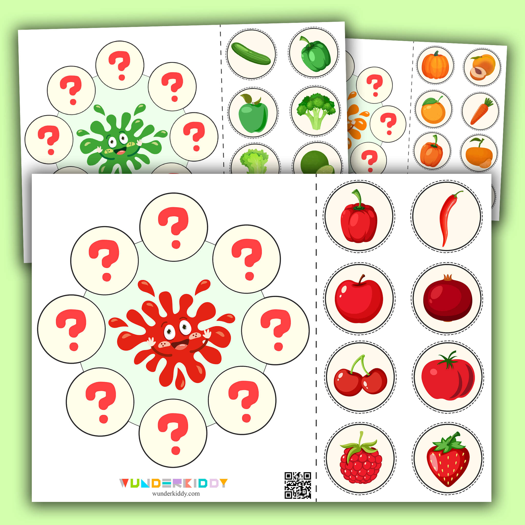 Printable Color Wheel Sorting Activity Fruits and Vegetables ...