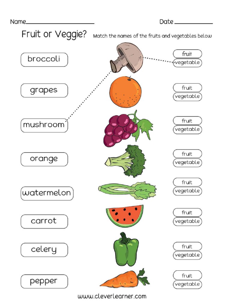 Fruit and Vegetable Printable Worksheet PDF | PDF - Worksheets Library