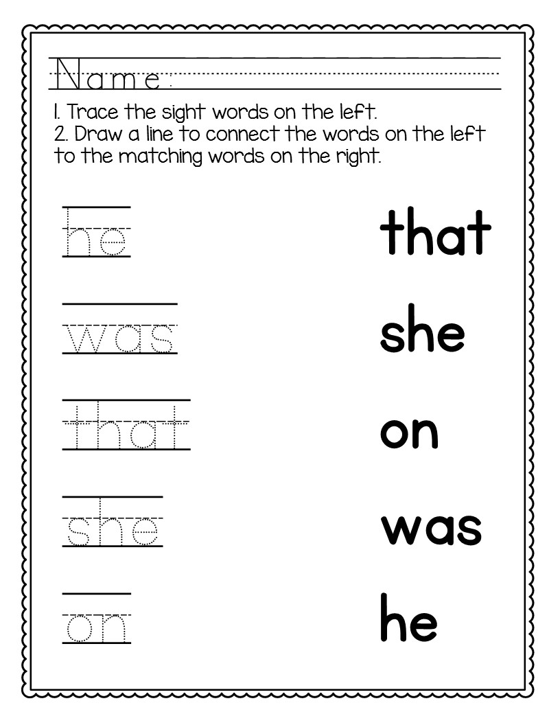 Sight Words Worksheets for Kindergarteners Online - SplashLearn ...