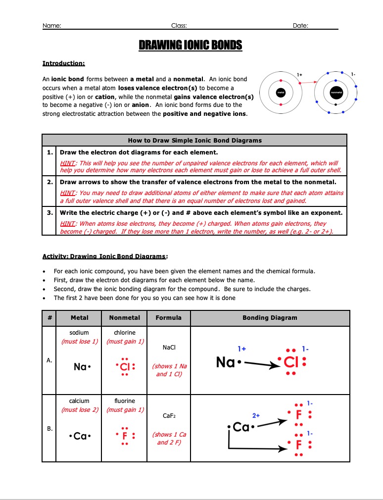 Ionic & Covalent Bond Lewis or Electron Dot Diagrams Part 1 FREE ...