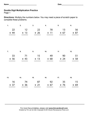 Double Digit Multiplication Worksheets – Fourth Grade Math ...