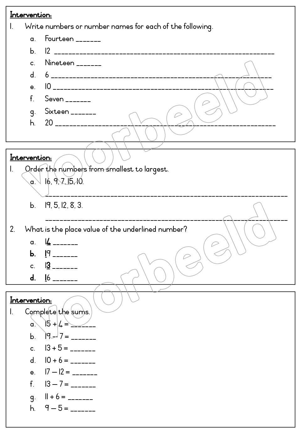 Grade 1 Mathematics Intervention (term 4) • Teacha! - Worksheets Library