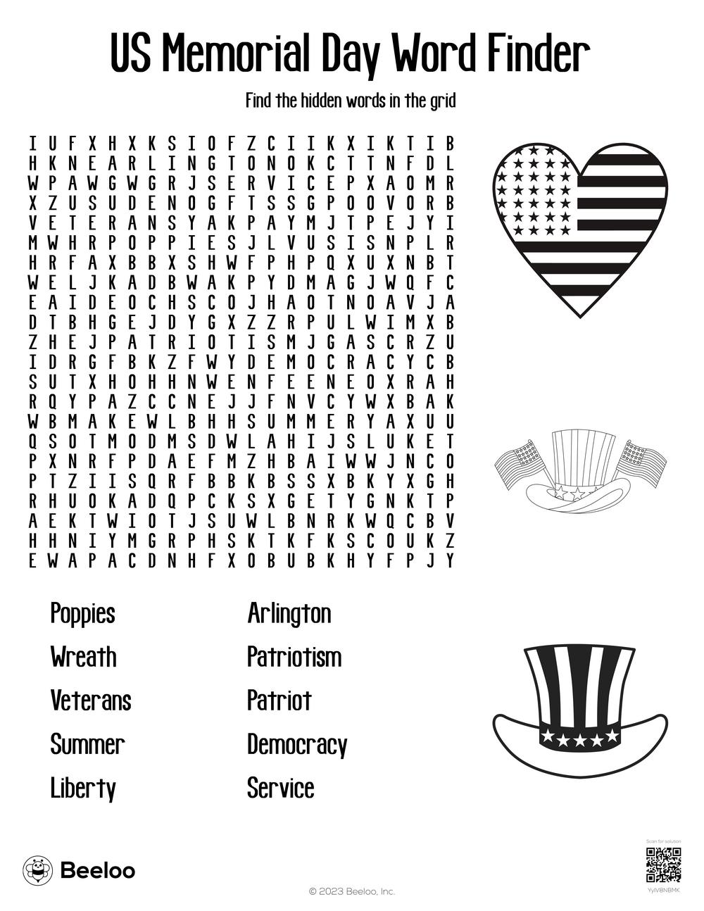 Free memorial day word search print, Download Free memorial day word ...