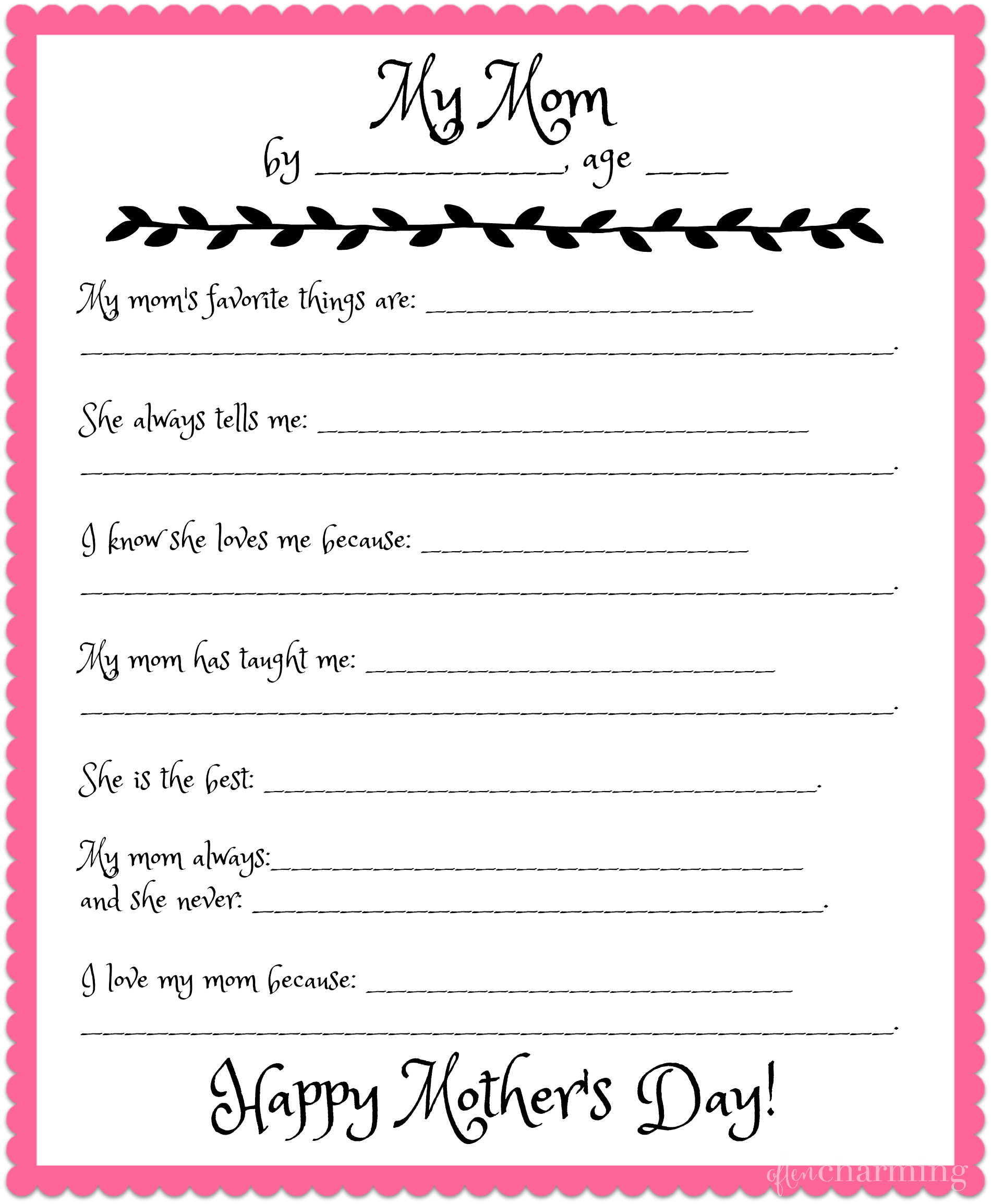 Mothers Day – Free Printable - Worksheets Library