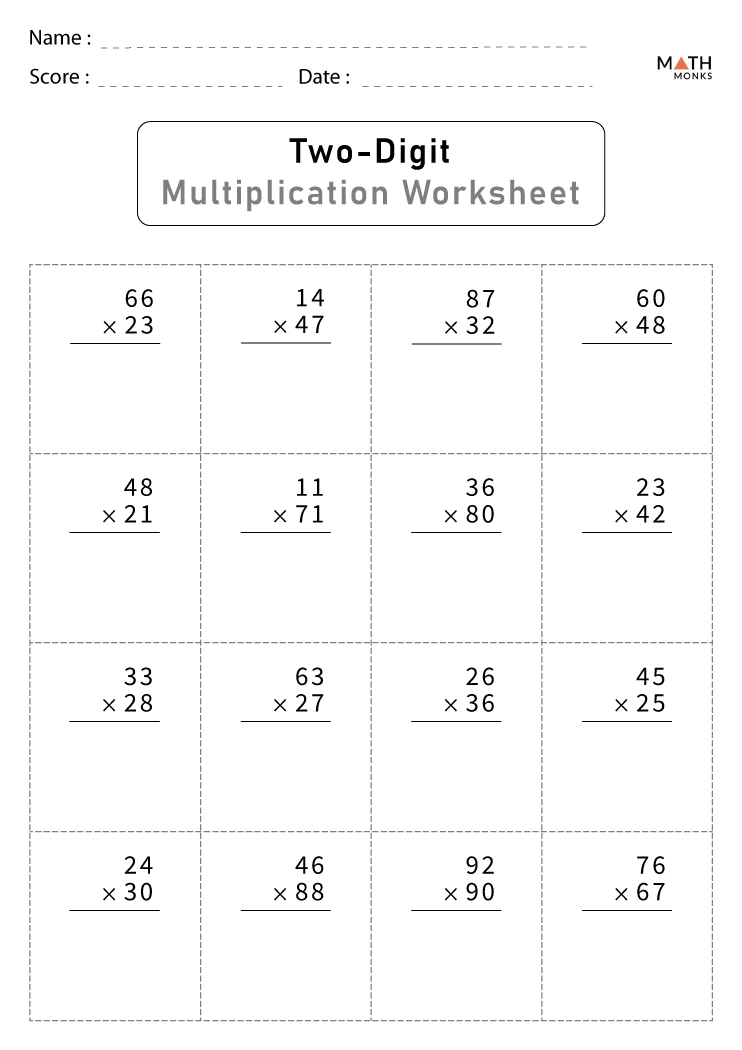 Double Digit Multiplication Worksheets - Math Monks - Worksheets Library