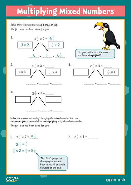 Multiplying Mixed Numbers by a Whole Number (Year 5) | CGP Plus ...