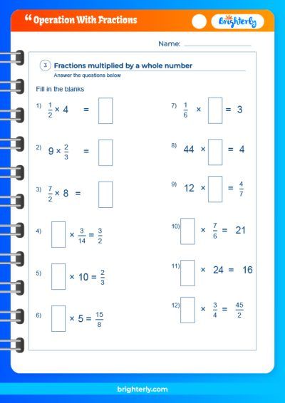 FREE Operation With Fractions Worksheets [PDFs] Brighterly - Worksheets ...