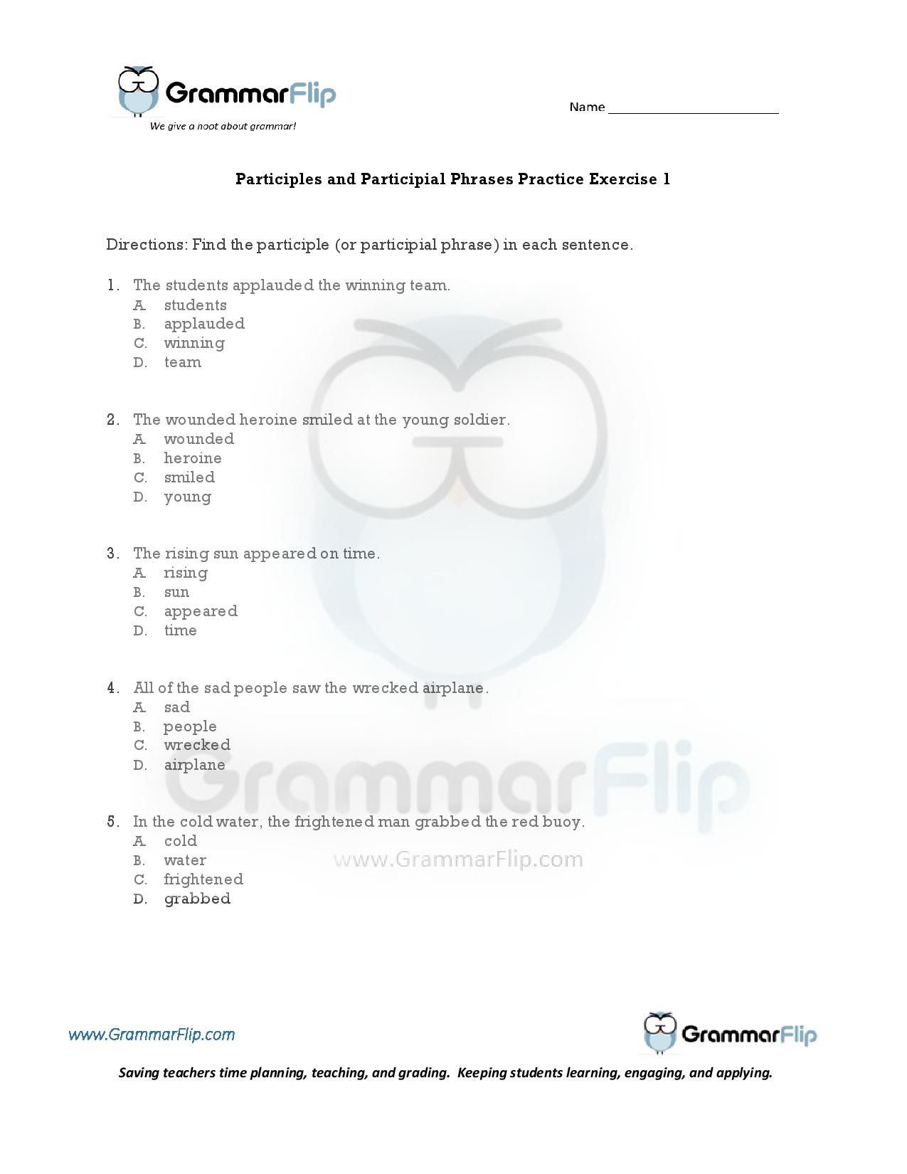 Participles and Participle phrases worksheet | Live Worksheets ...