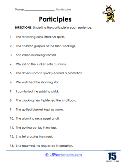 Participles and Participial Phrases Worksheet | PDF | Language ...