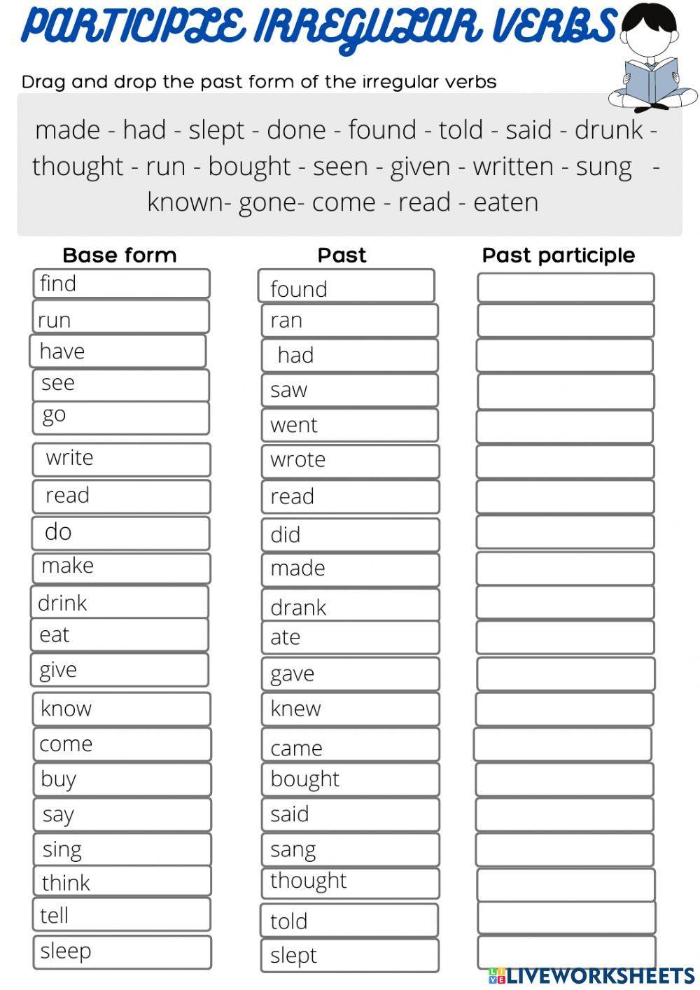 Irregular Verbs - Past Simple and Past Participle worksheet | Live ...