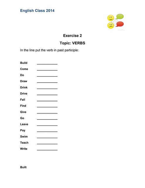 Exercise 2 verbs past participle | PDF - Worksheets Library