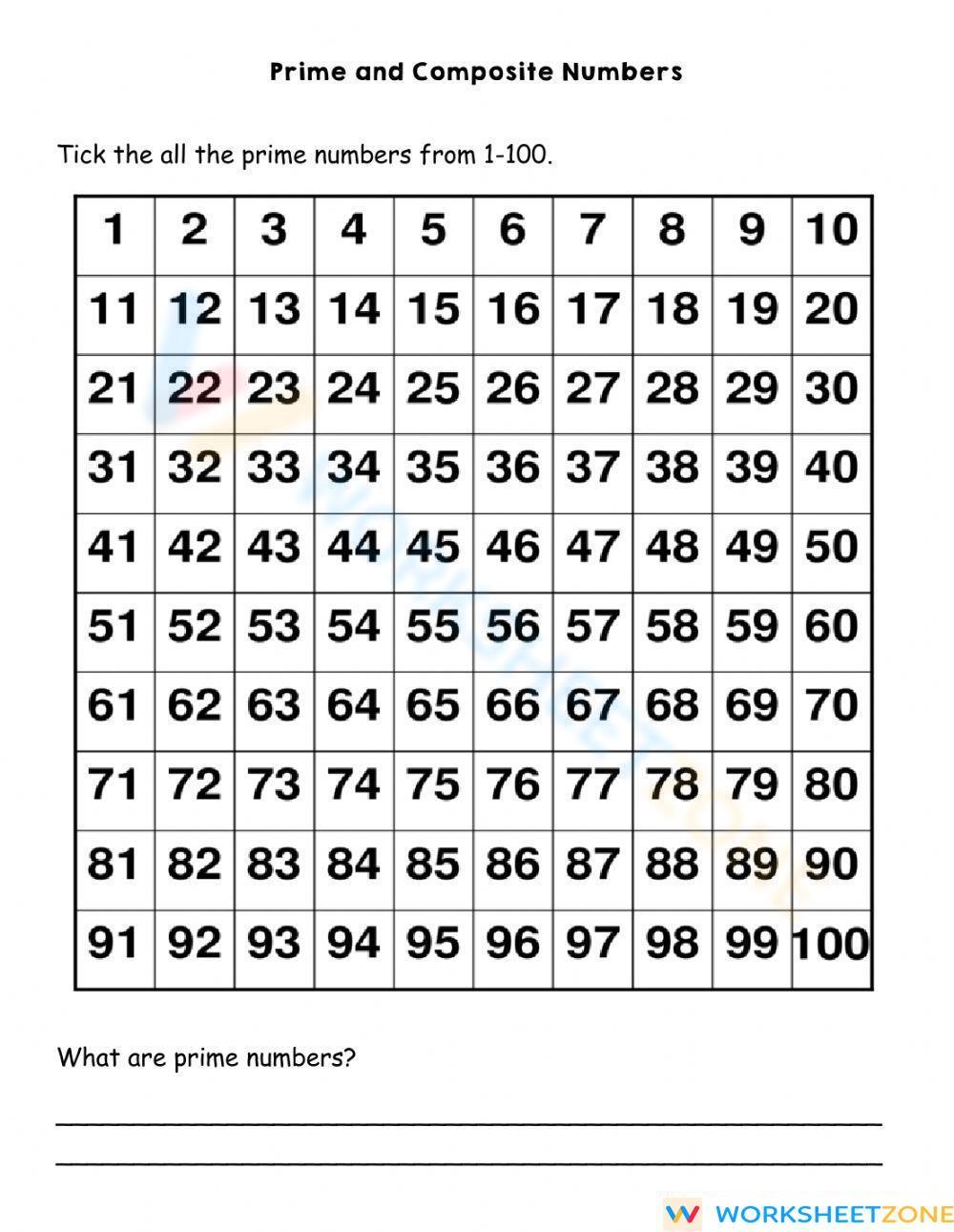 Prime And Composite Numbers Worksheet - Worksheets Library