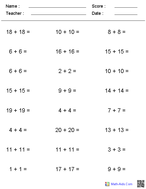 Addition Worksheets | Dynamically Created Addition Worksheets ...