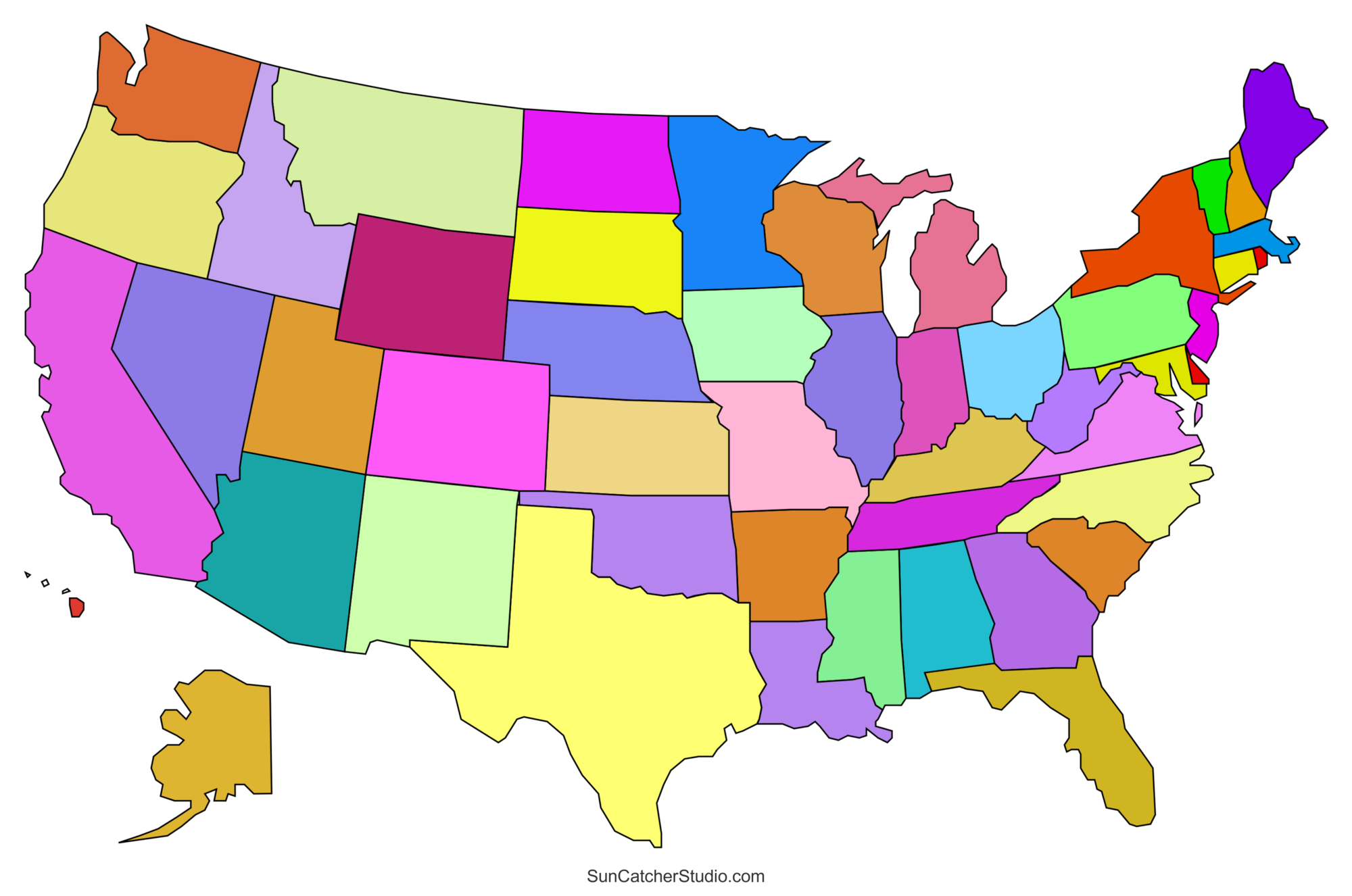 Free printable map of the united states with cities, Download Free ...