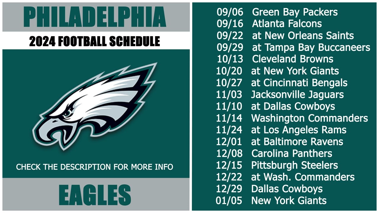 PHILADELPHIA EAGLES SCHEDULE 2024 - Worksheets Library