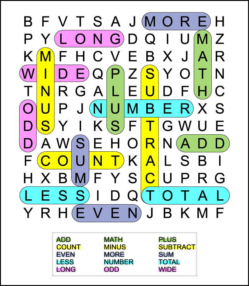 Easy Math Word Search for Kids - Tree Valley Academy - Worksheets Library