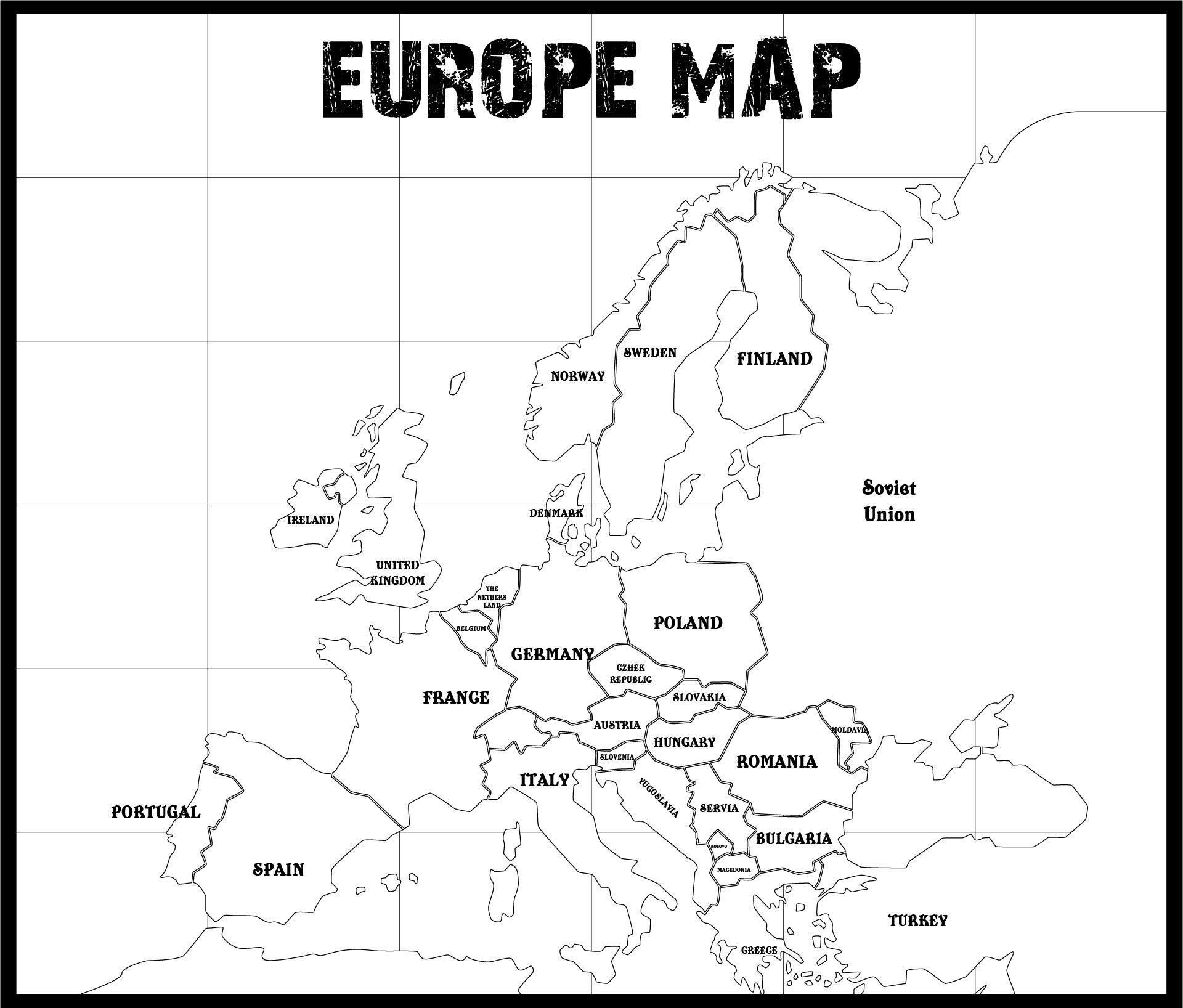 Blank Outline Map Europe WWII | Europe map, Map outline, Map ...