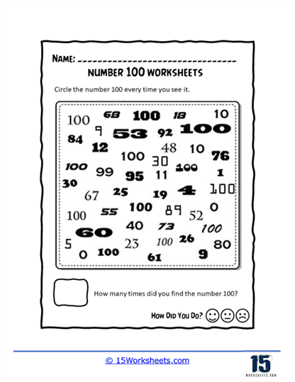 Number 100 Worksheets - 15 Worksheets.com - Worksheets Library