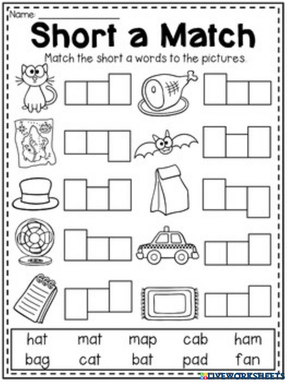 Short a worksheet worksheet | Live Worksheets - Worksheets Library