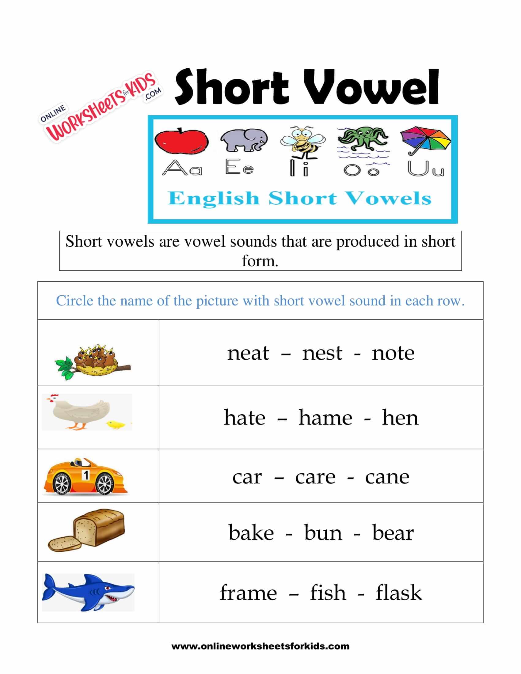 FREE Short Vowel Sounds Worksheets - Worksheets Library