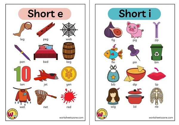 Short vowels PDF download free - worksheetszone - Worksheets Library