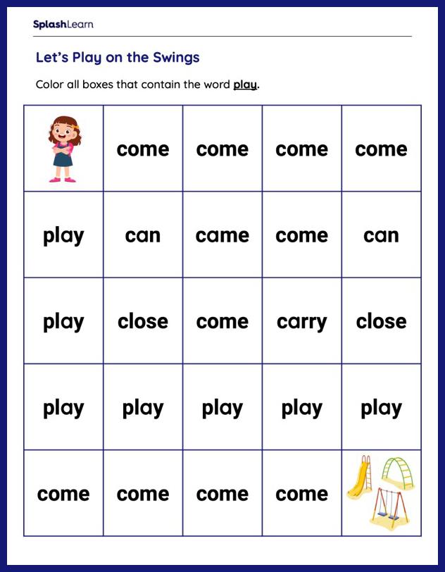 Sight Words Worksheets for Kids Online - SplashLearn - Worksheets Library