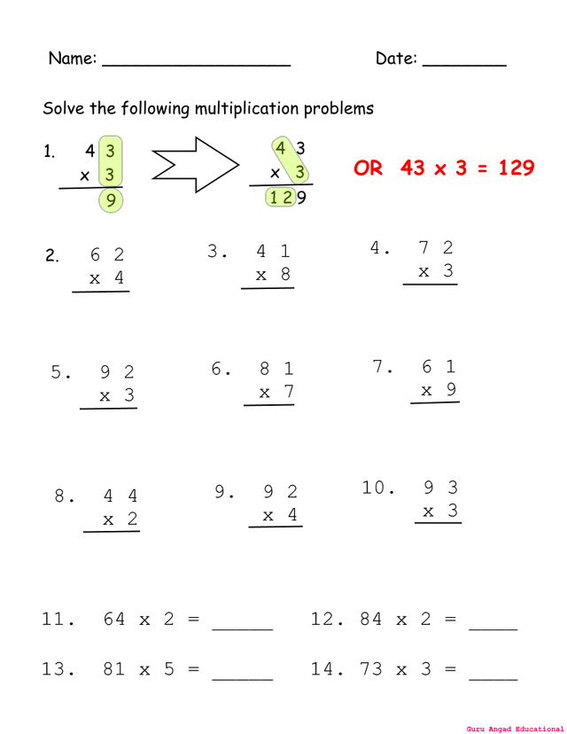 4TH GRADE MATH - MULTIPLYING A TWO DIGIT NUMBER WITH ONE DIGIT ...