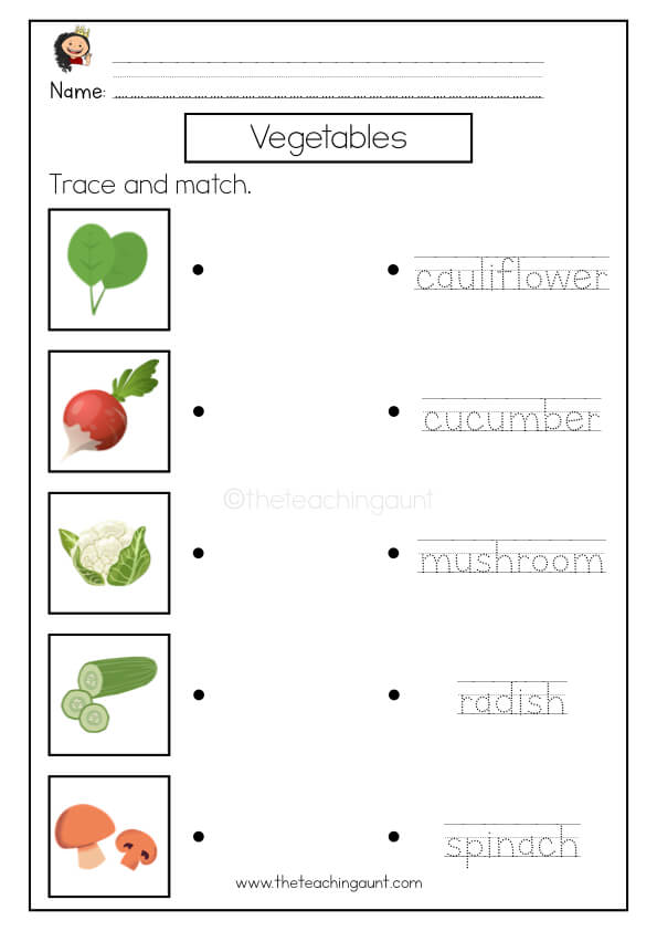 Fruit and Vegetable Worksheets for Kindergarten and First Grade ...